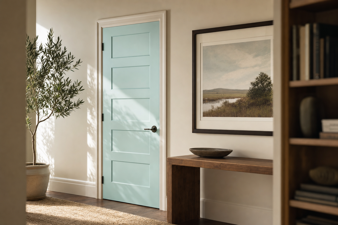 Tame Teal by Sherwin-Williams on interior-doors