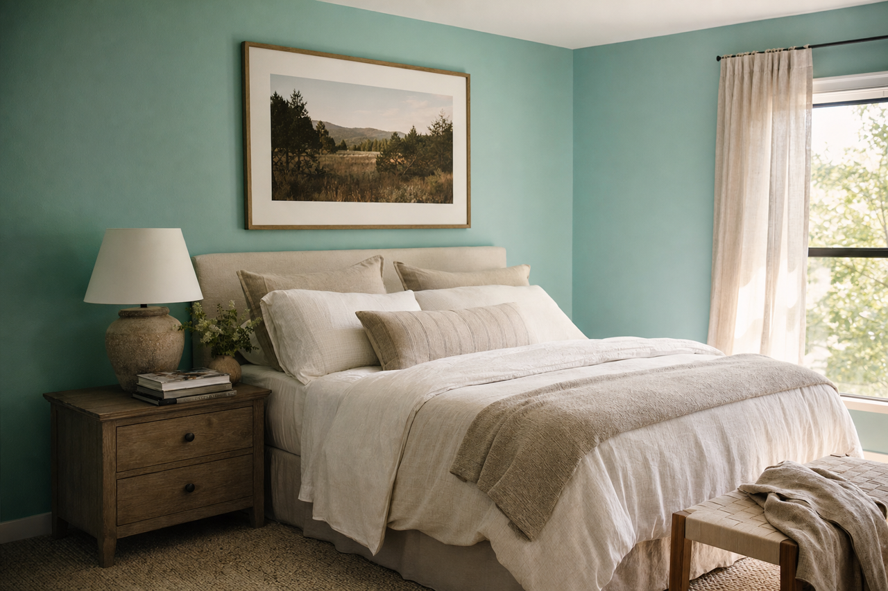Cooled Blue by Sherwin-Williams on interiors
