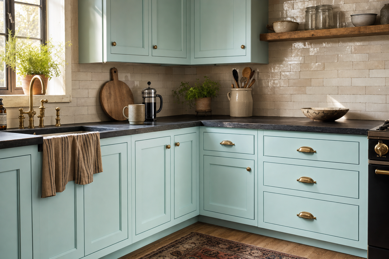Swimming by Sherwin-Williams on cabinets