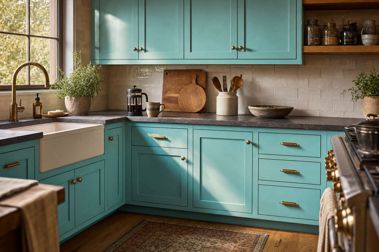 Mariner by Sherwin-Williams on cabinets