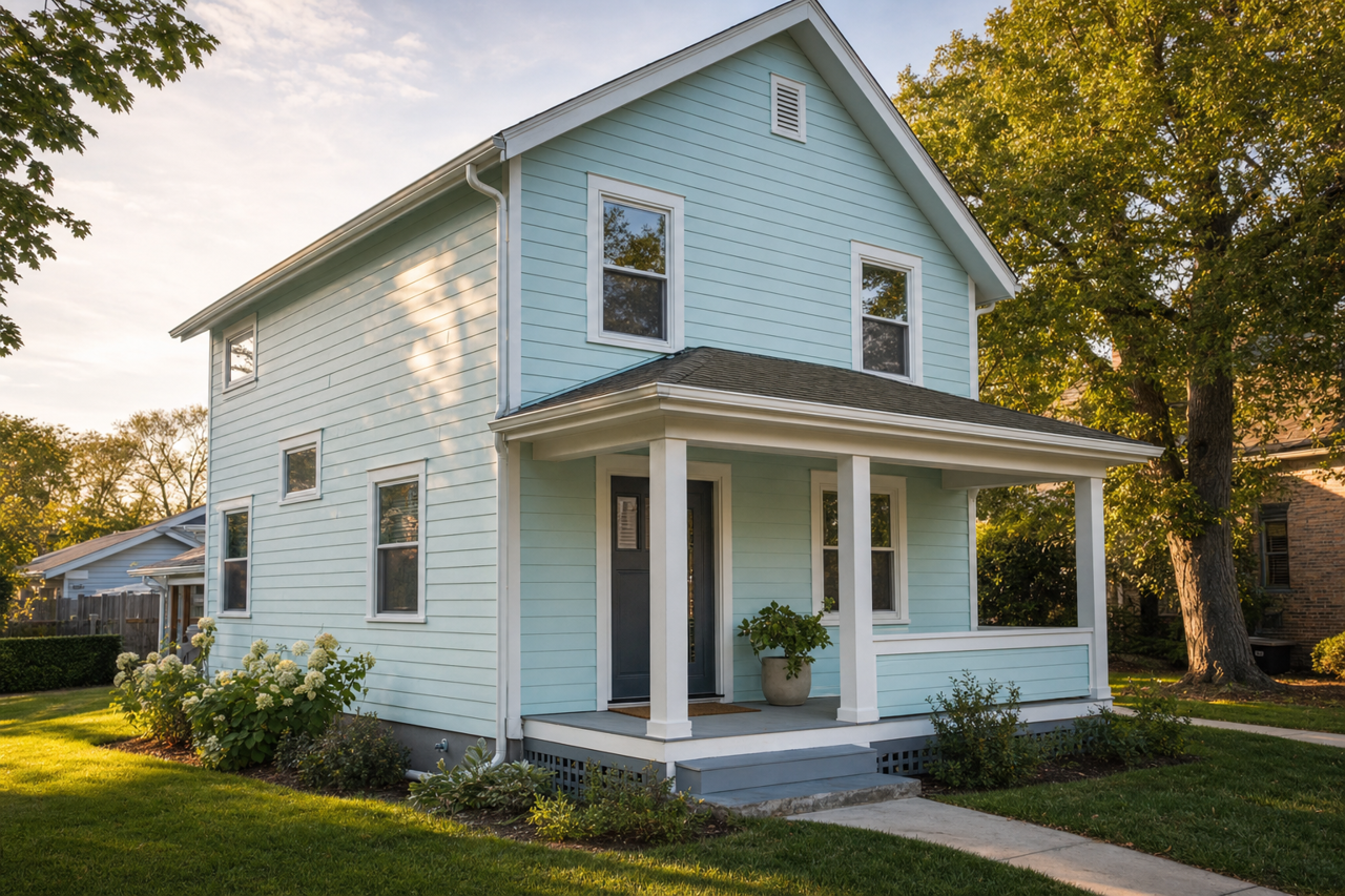 Bathe Blue by Sherwin-Williams on exterior