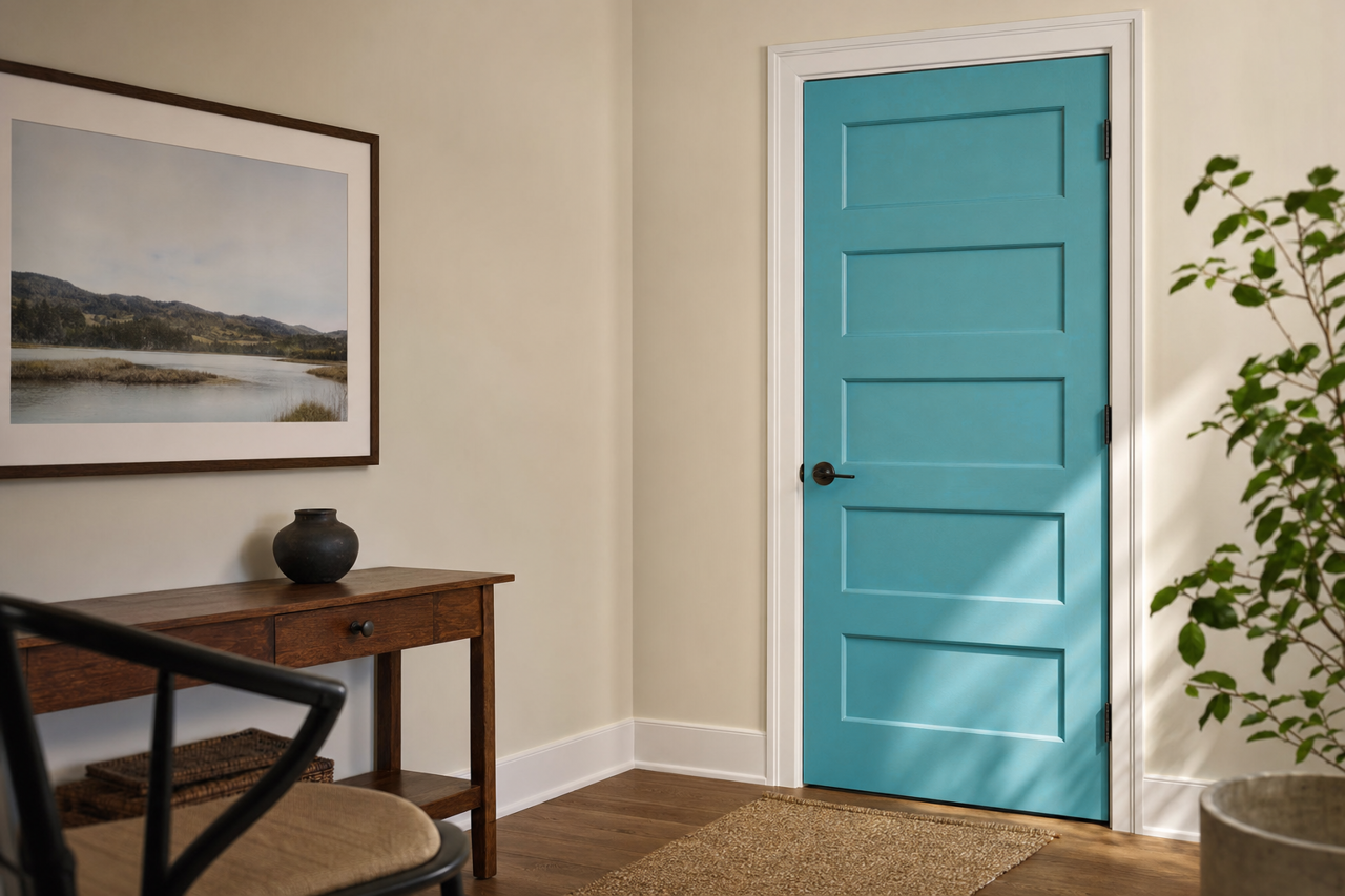 Freshwater by Sherwin-Williams on interior-doors