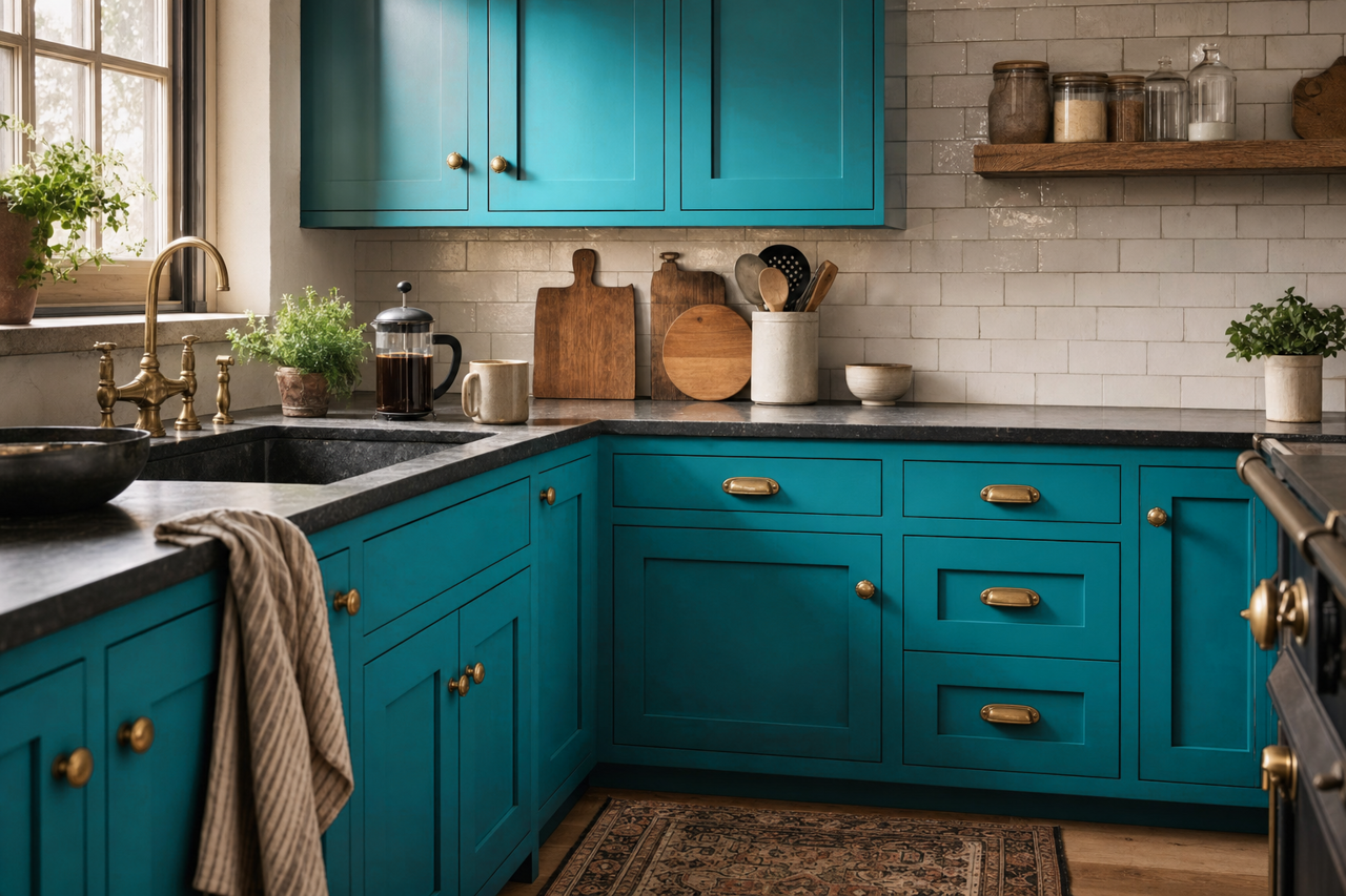 Briny by Sherwin-Williams on cabinets