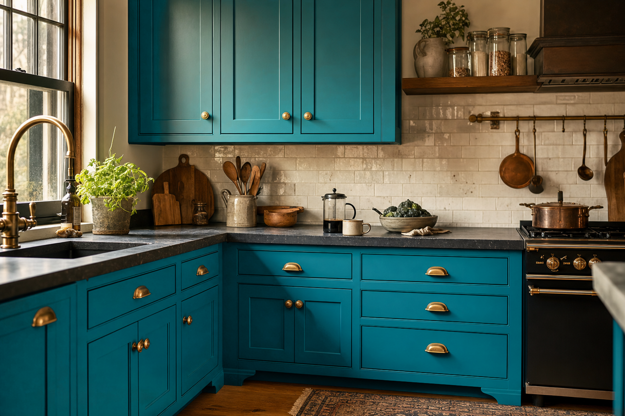 Blue Nile by Sherwin-Williams on cabinets