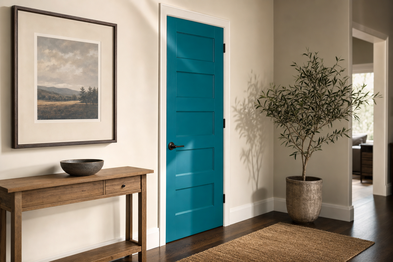 Blue Nile by Sherwin-Williams on interior-doors