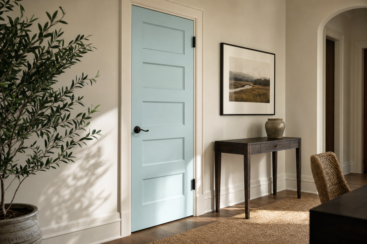 Aviary Blue by Sherwin-Williams on interior-doors