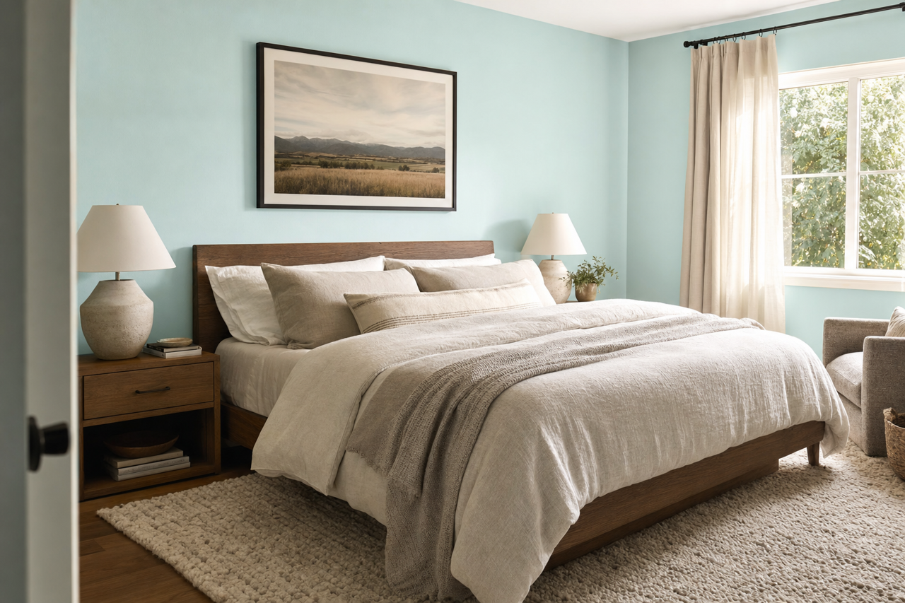Aviary Blue by Sherwin-Williams on interiors