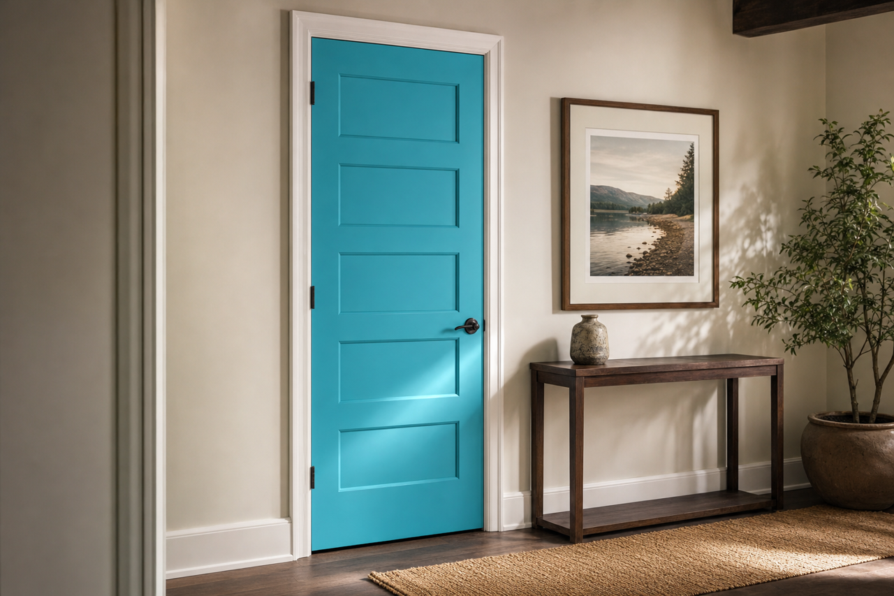 Jamaica Bay by Sherwin-Williams on interior-doors