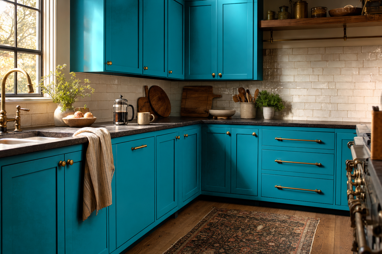 Cruising by Sherwin-Williams on cabinets