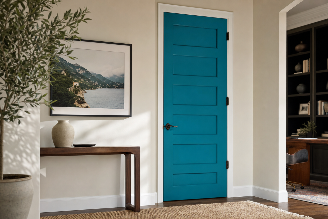 Amalfi by Sherwin-Williams on interior-doors