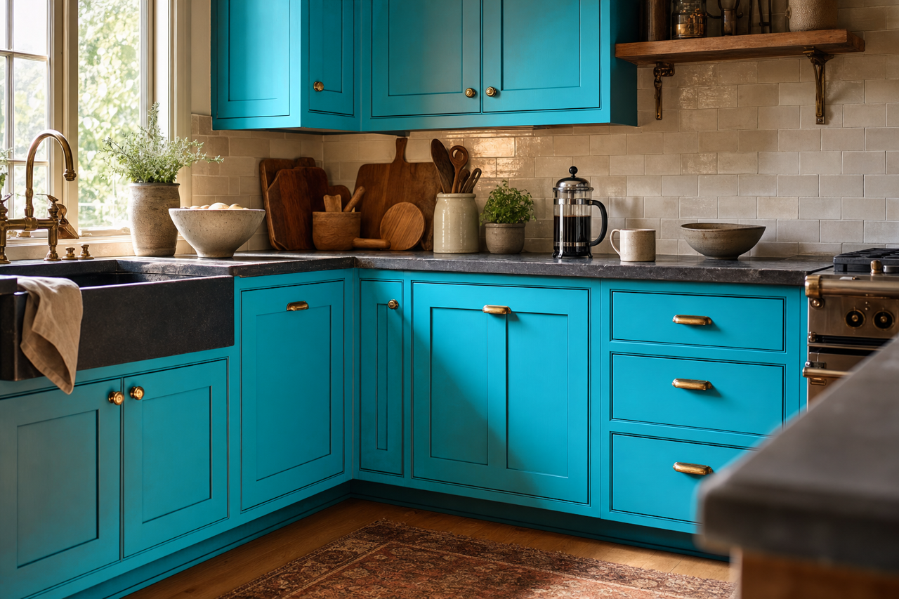 Capri by Sherwin-Williams on cabinets