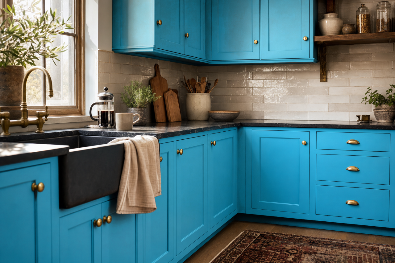 Major Blue by Sherwin-Williams on cabinets
