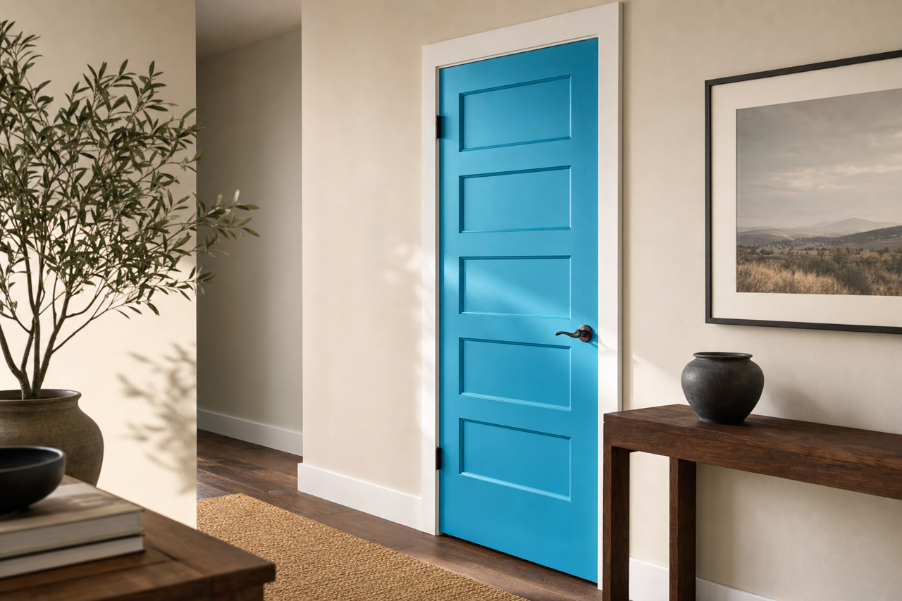 Major Blue by Sherwin-Williams on interior-doors