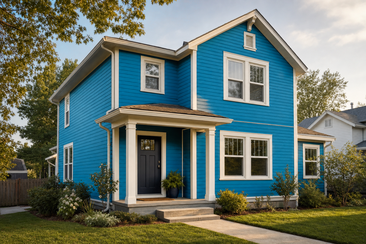 Blue Plate by Sherwin-Williams on exterior