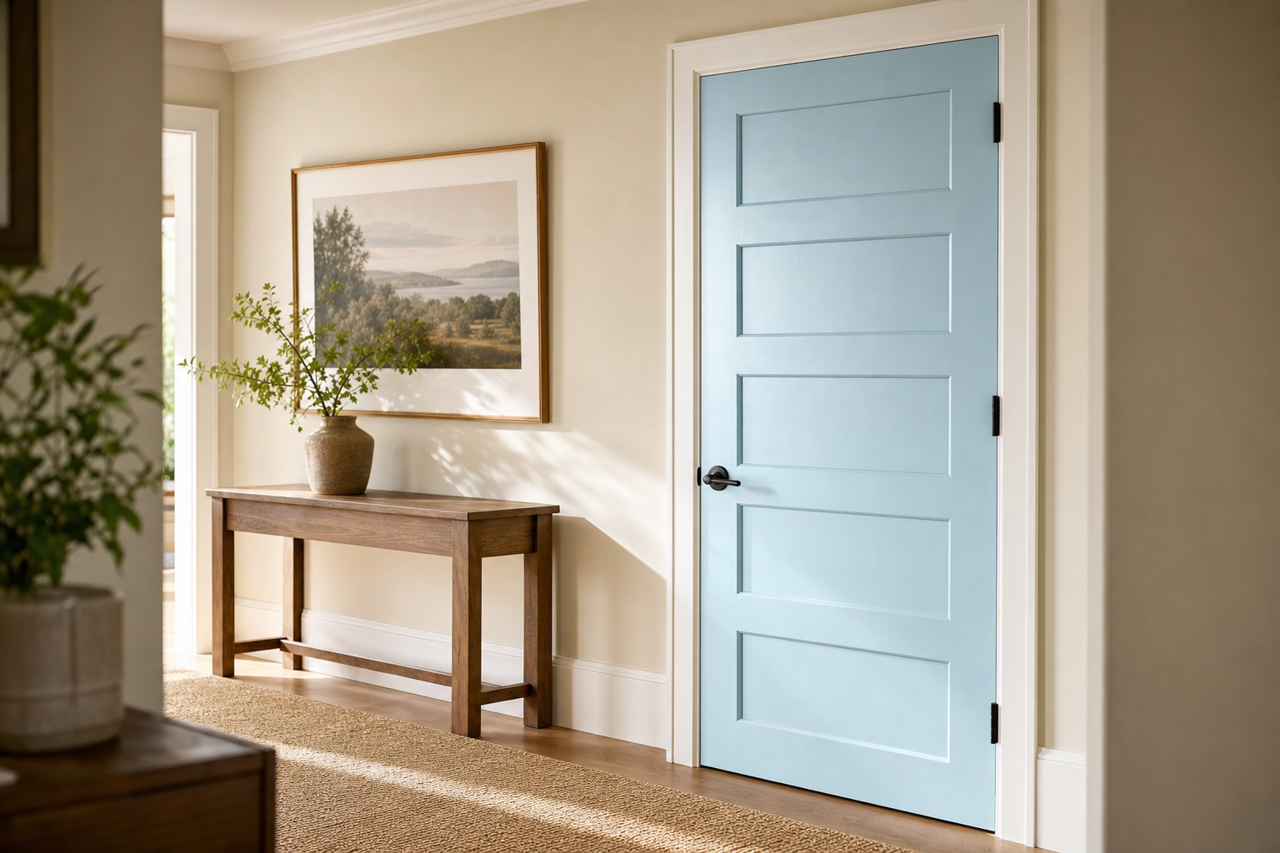 Something Blue by Sherwin-Williams on interior-doors