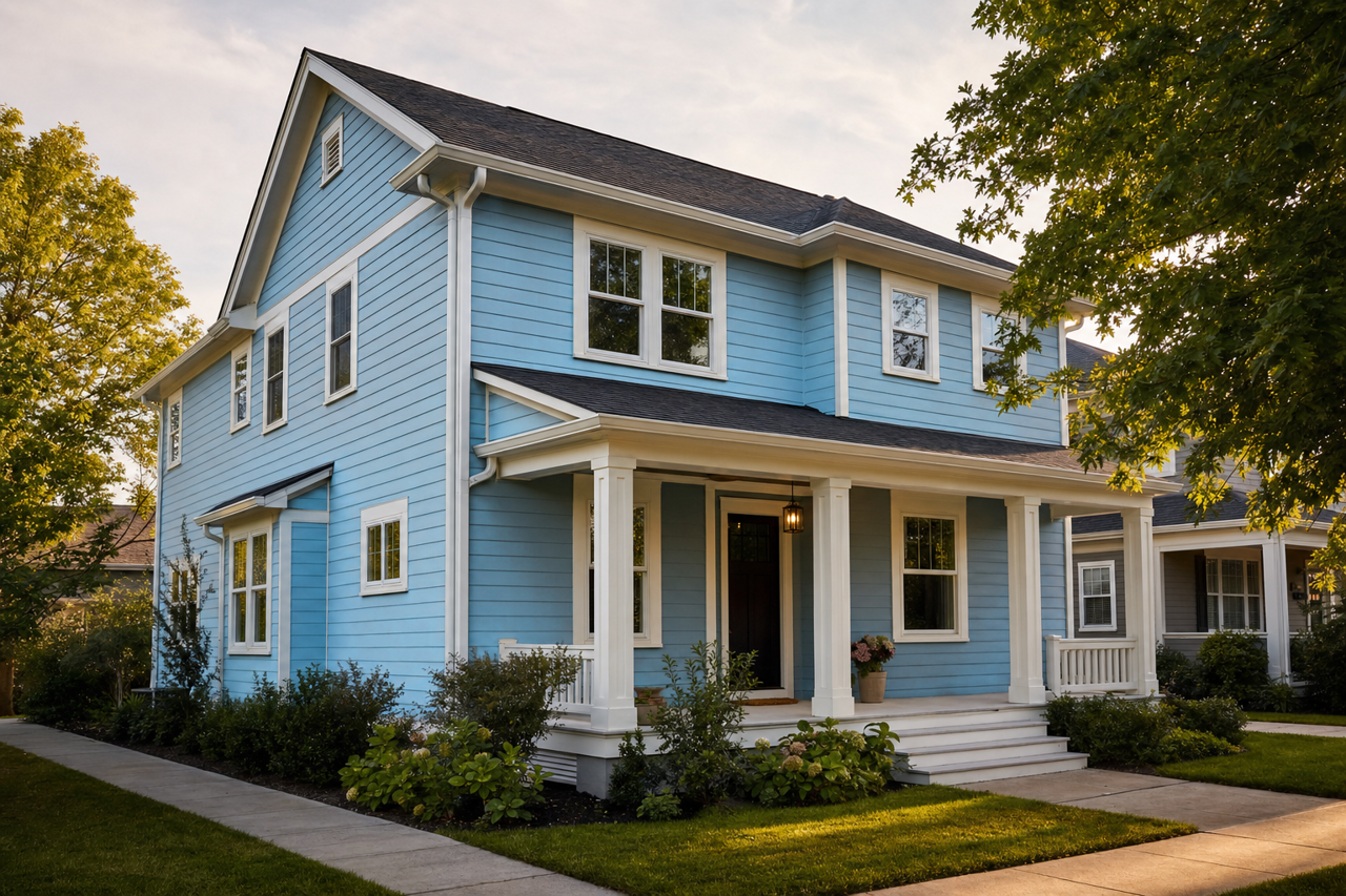 Regale Blue by Sherwin-Williams on exterior