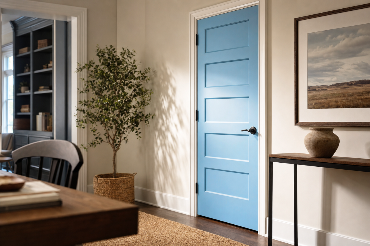 Regale Blue by Sherwin-Williams on interior-doors