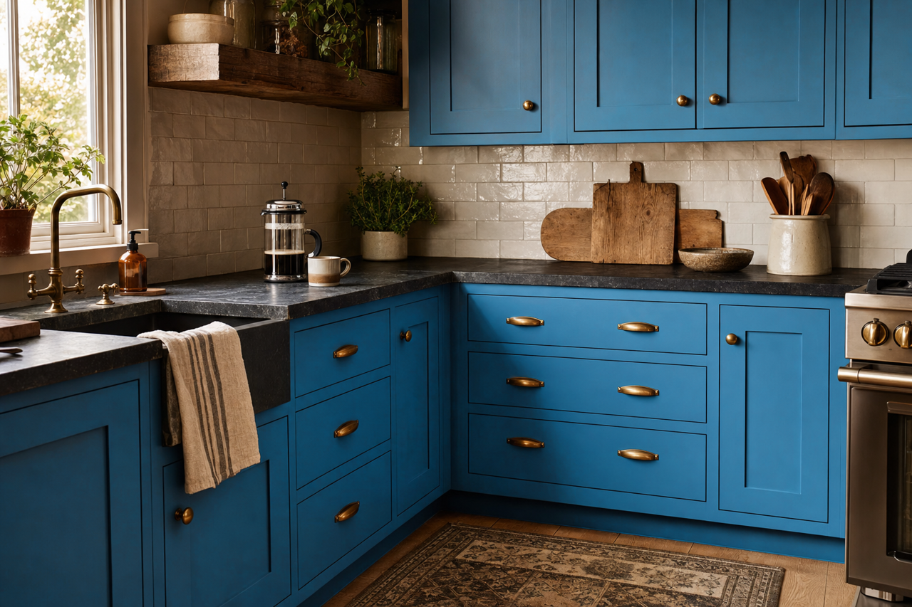 Danube by Sherwin-Williams on cabinets