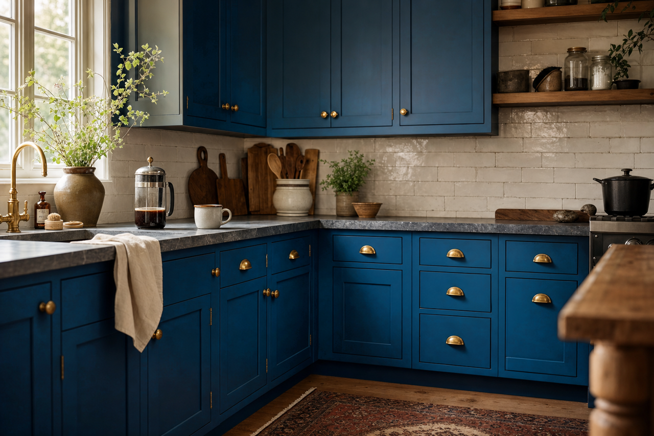 Dignity Blue by Sherwin-Williams on cabinets