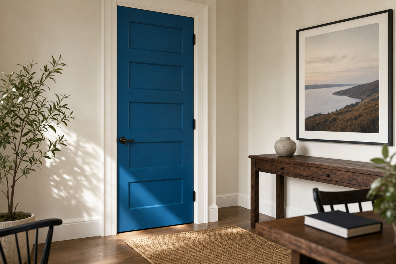 Dignity Blue by Sherwin-Williams on interior-doors