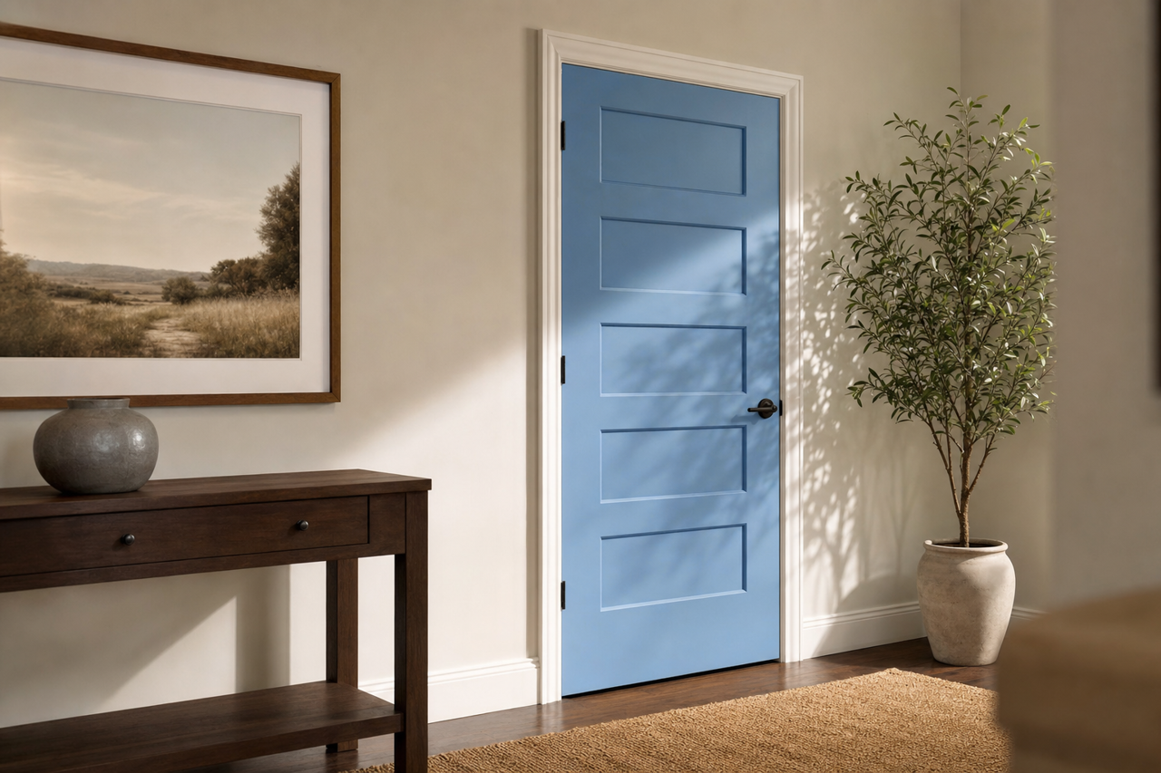 Lobelia by Sherwin-Williams on interior-doors
