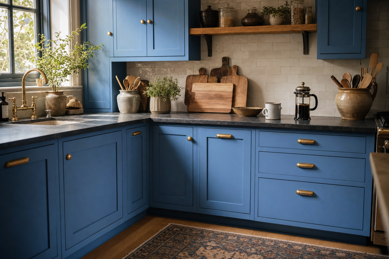 Lupine by Sherwin-Williams on cabinets
