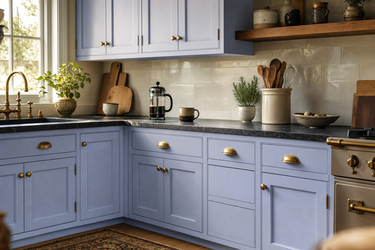 Awesome Violet by Sherwin-Williams on cabinets