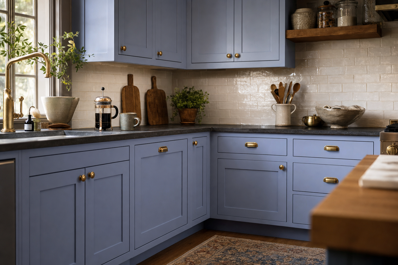 Dahlia by Sherwin-Williams on cabinets