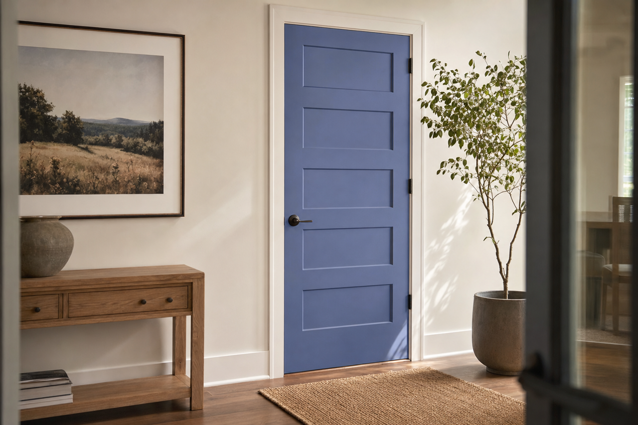 Gentian by Sherwin-Williams on interior-doors