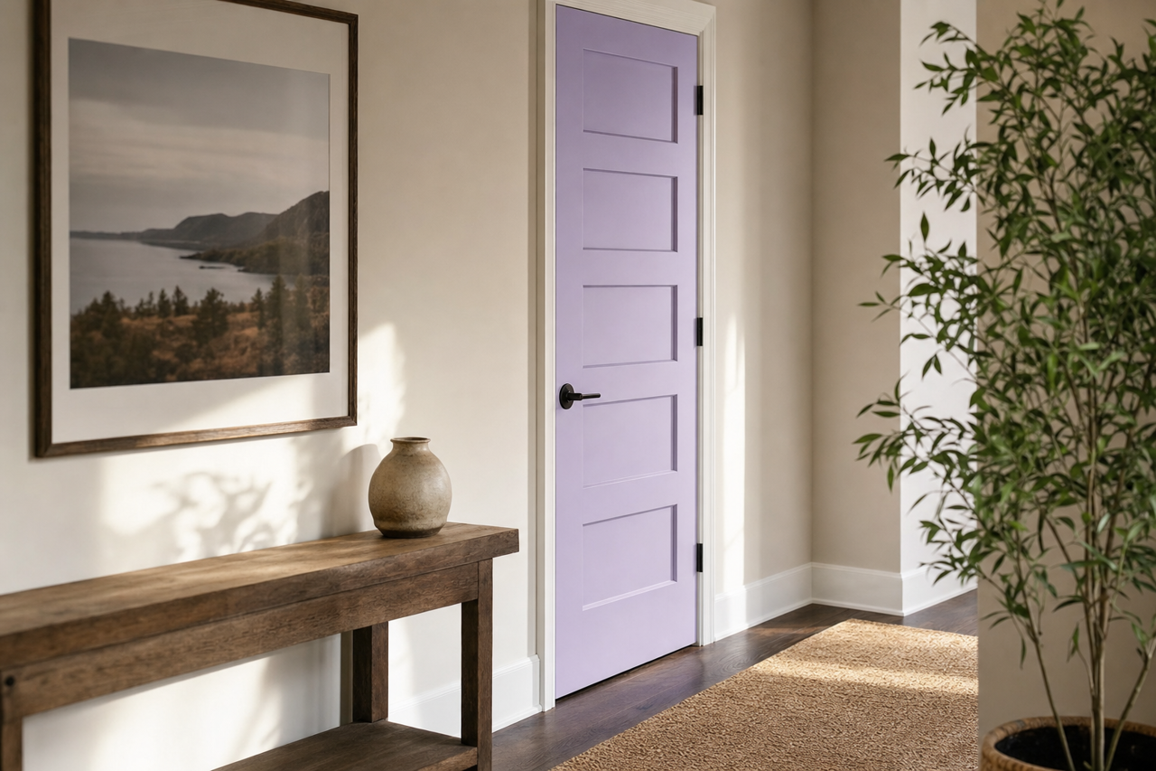 Wisteria by Sherwin-Williams on interior-doors