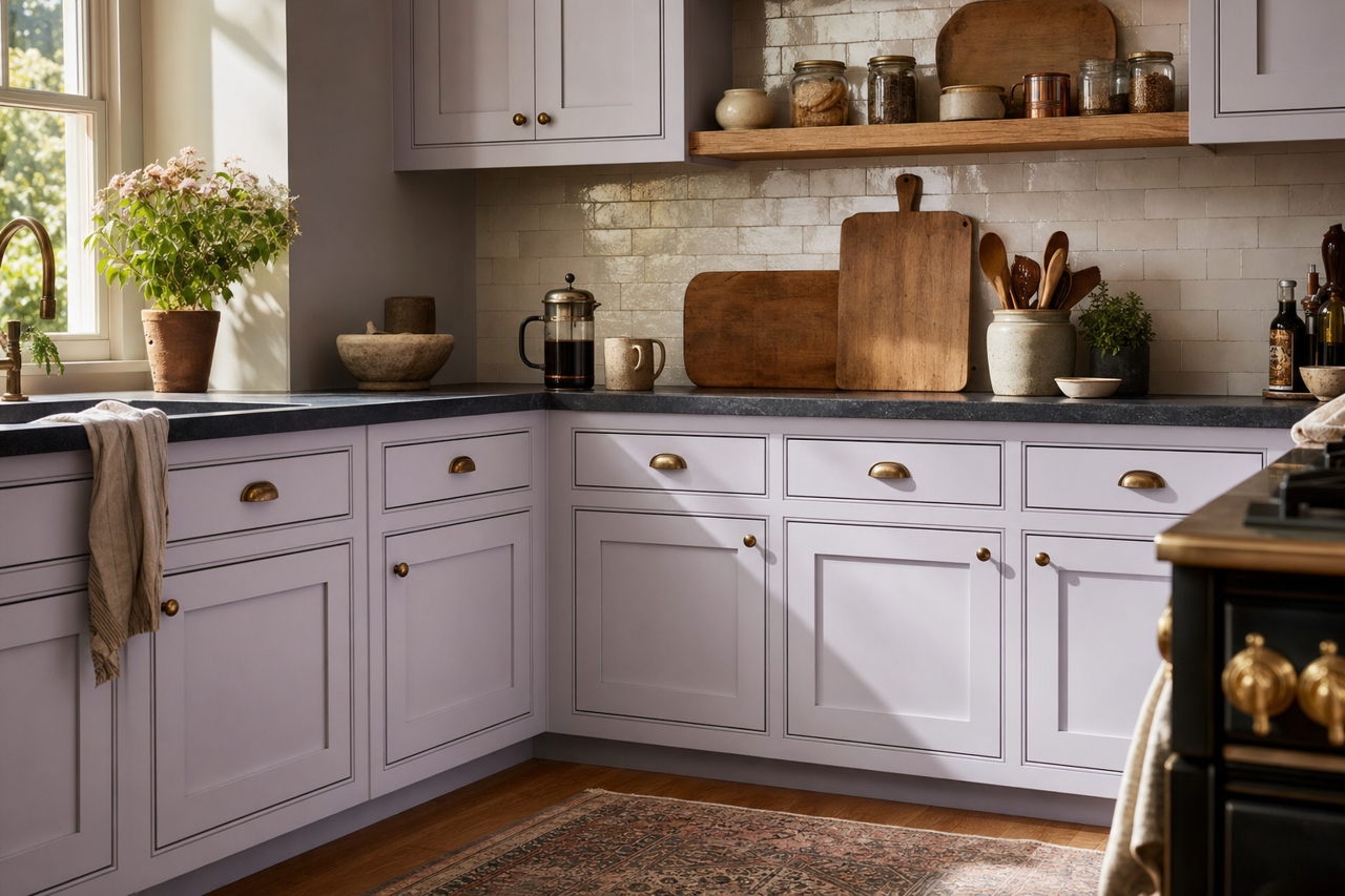 Elation by Sherwin-Williams on cabinets