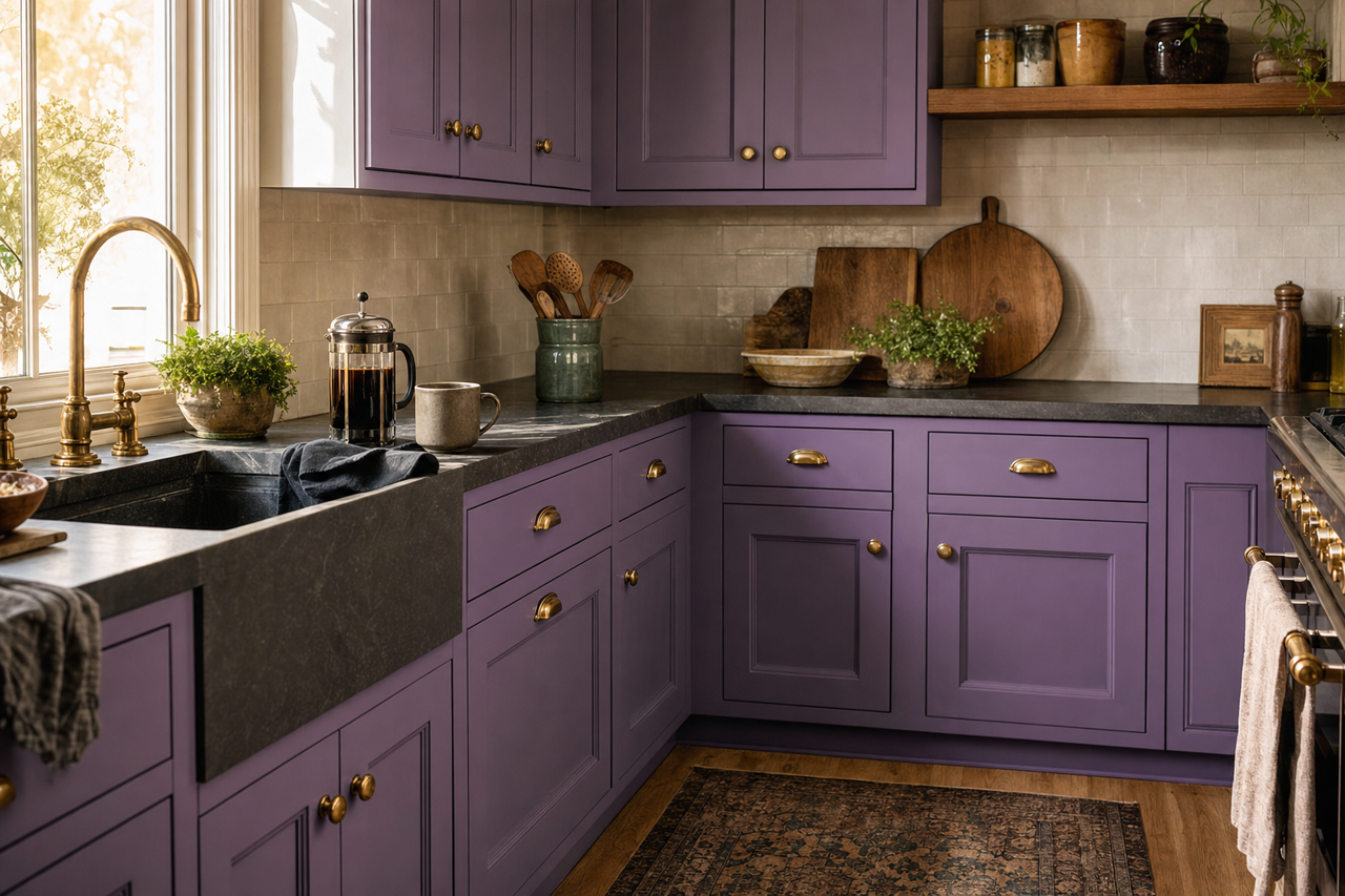Clematis by Sherwin-Williams on cabinets
