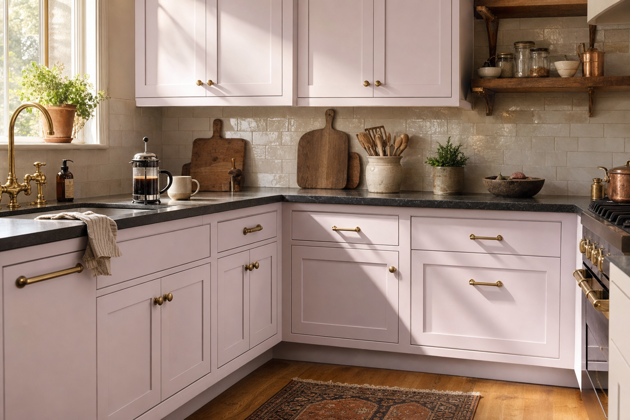Spangle by Sherwin-Williams on cabinets