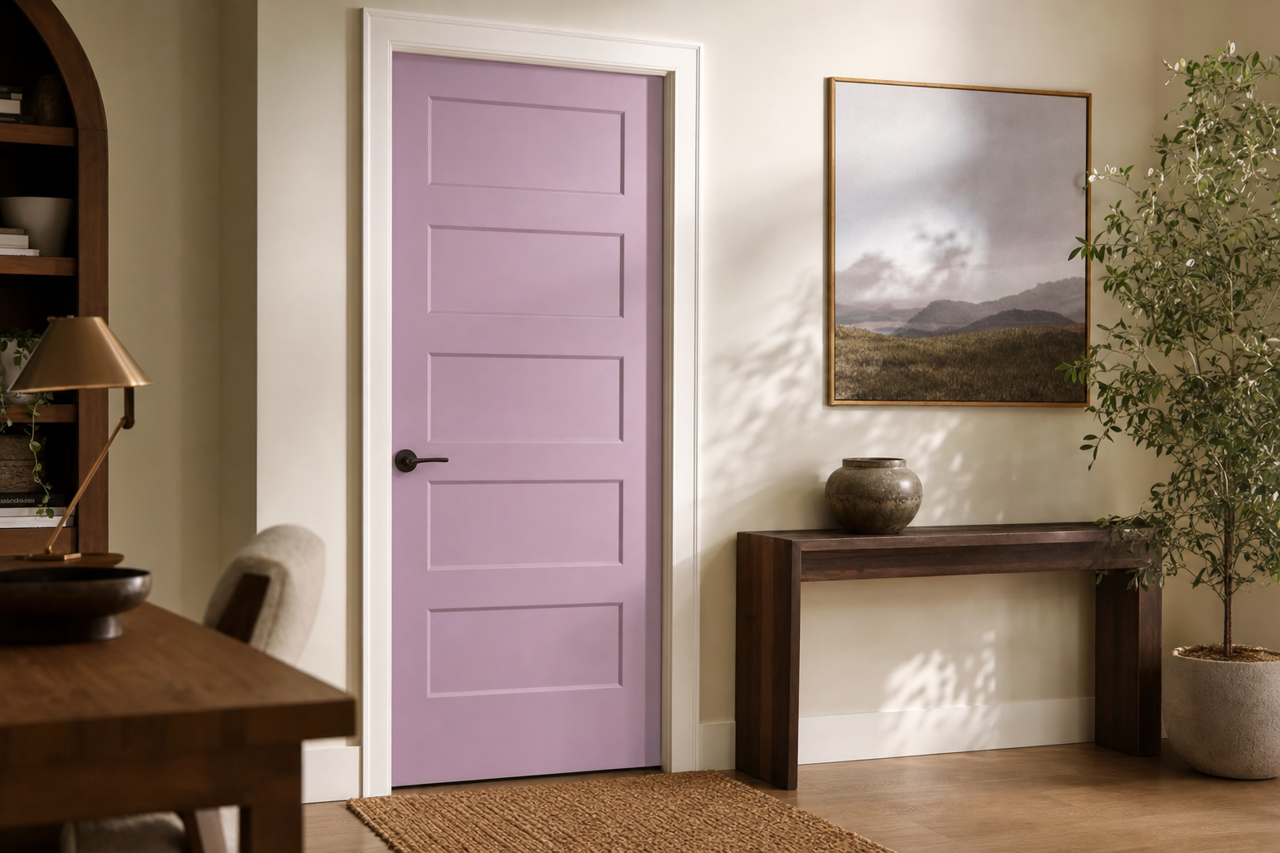 Novel Lilac by Sherwin-Williams on interior-doors