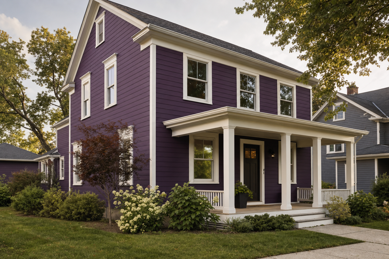 Kimono Violet by Sherwin-Williams on exterior
