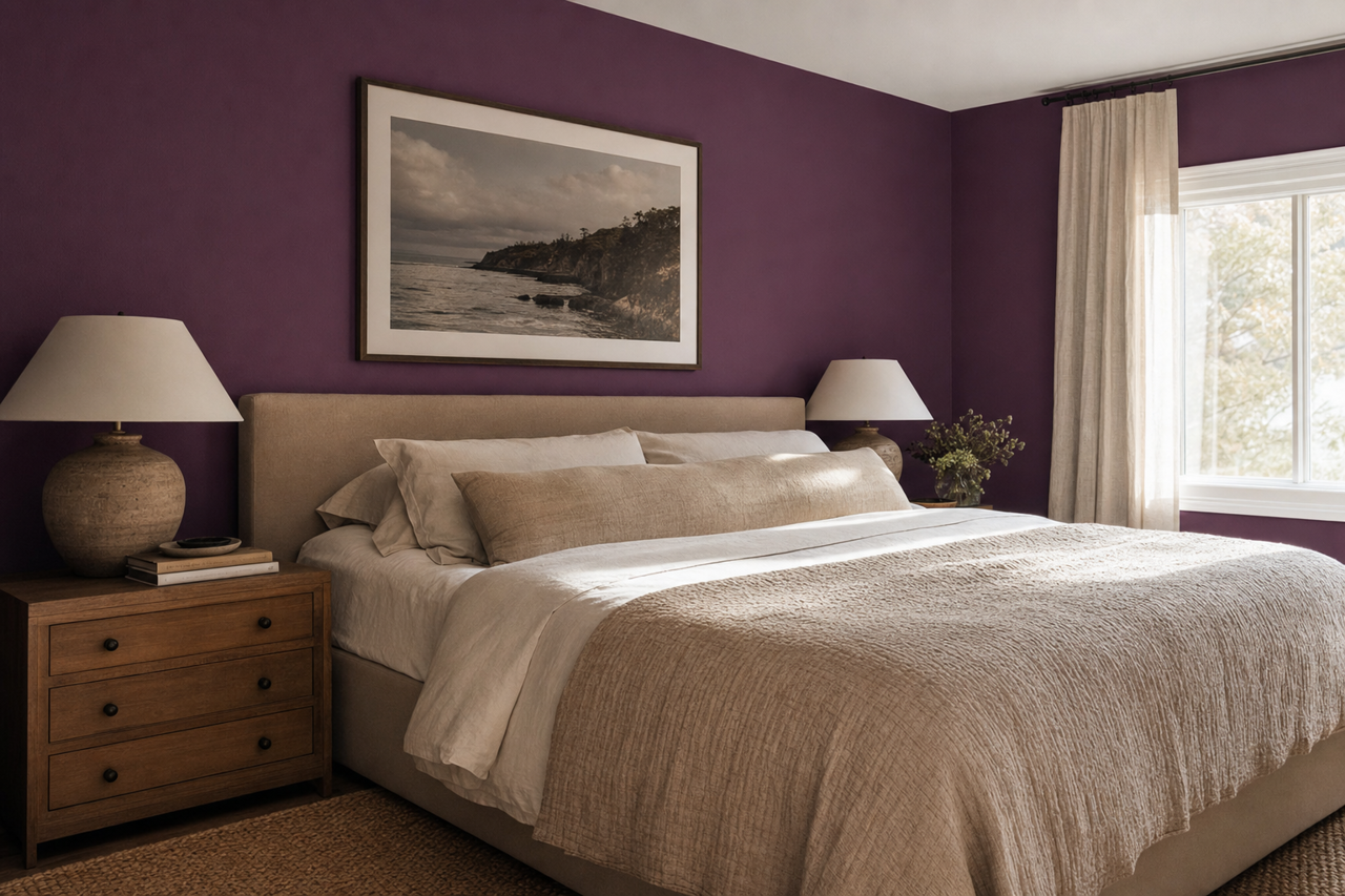 Kimono Violet by Sherwin-Williams on interiors