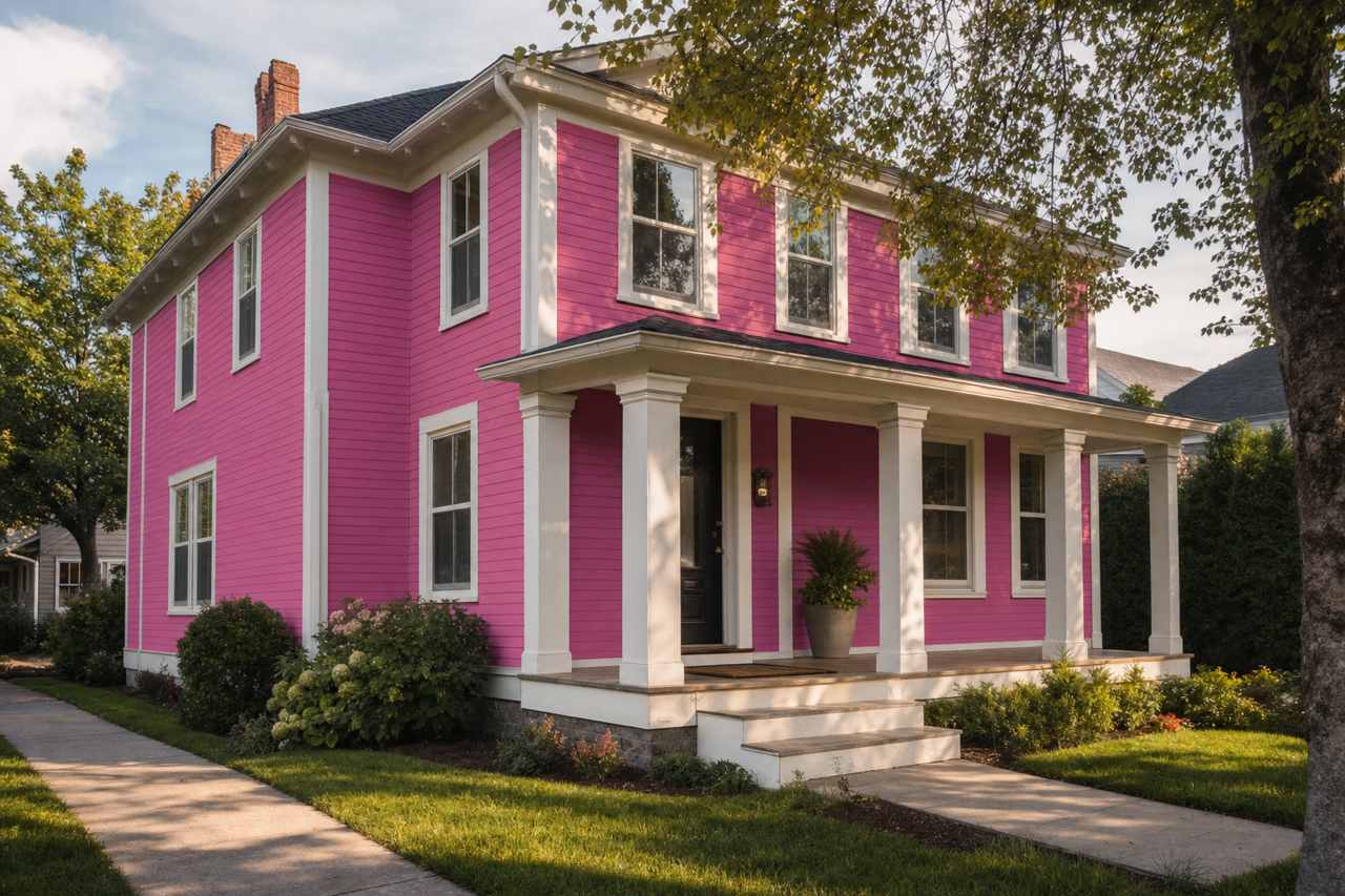 Exuberant Pink by Sherwin-Williams on exterior