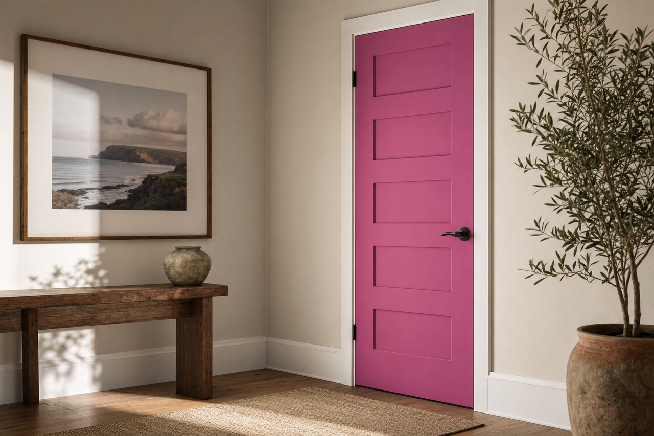 Exuberant Pink by Sherwin-Williams on interior-doors