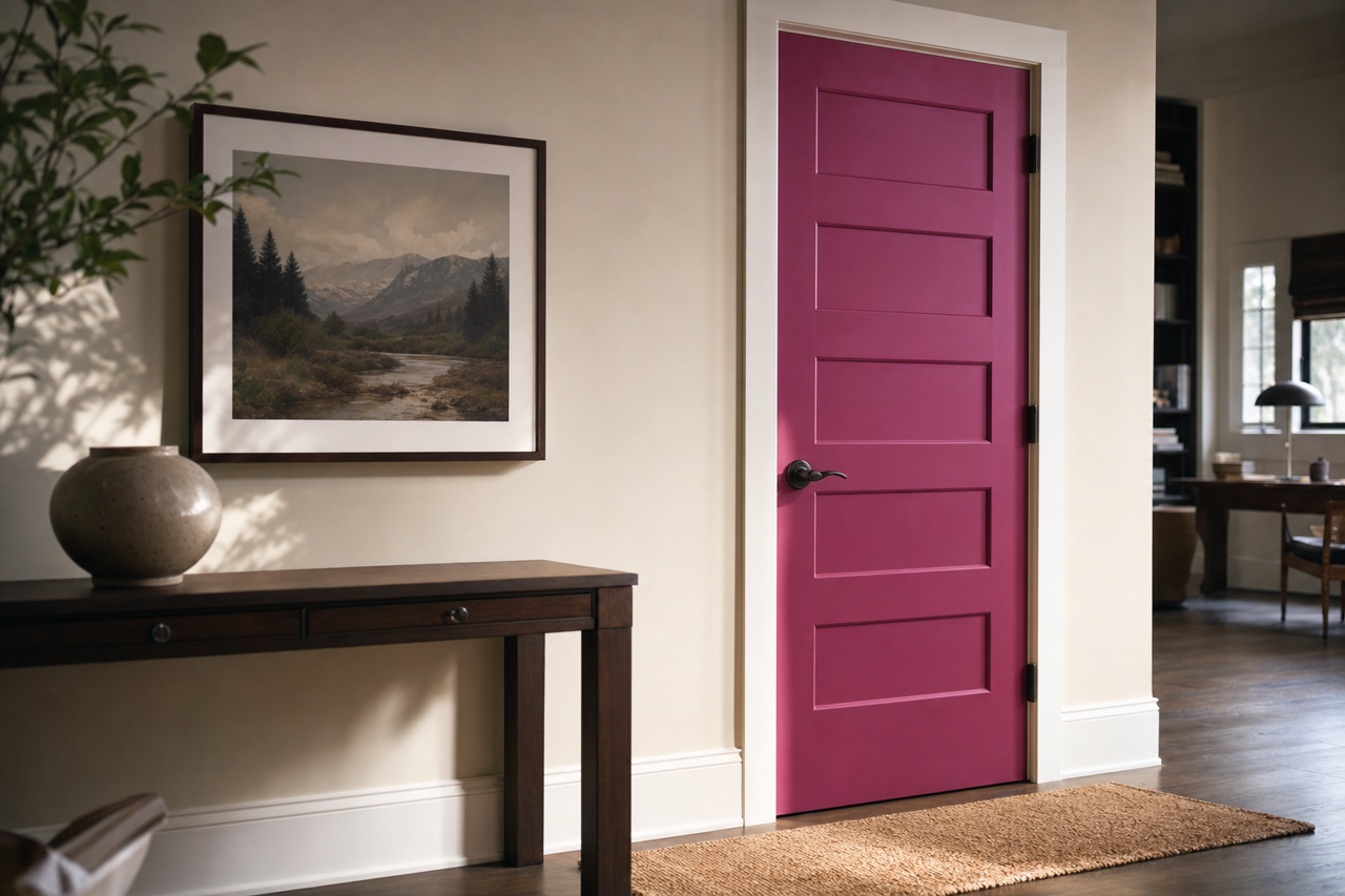Forward Fuchsia by Sherwin-Williams on interior-doors