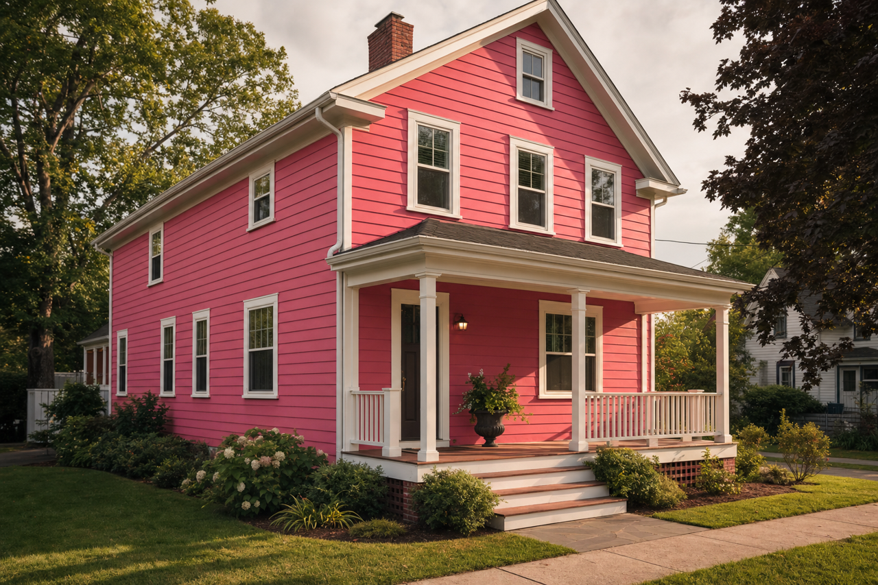 Eros Pink by Sherwin-Williams on exterior