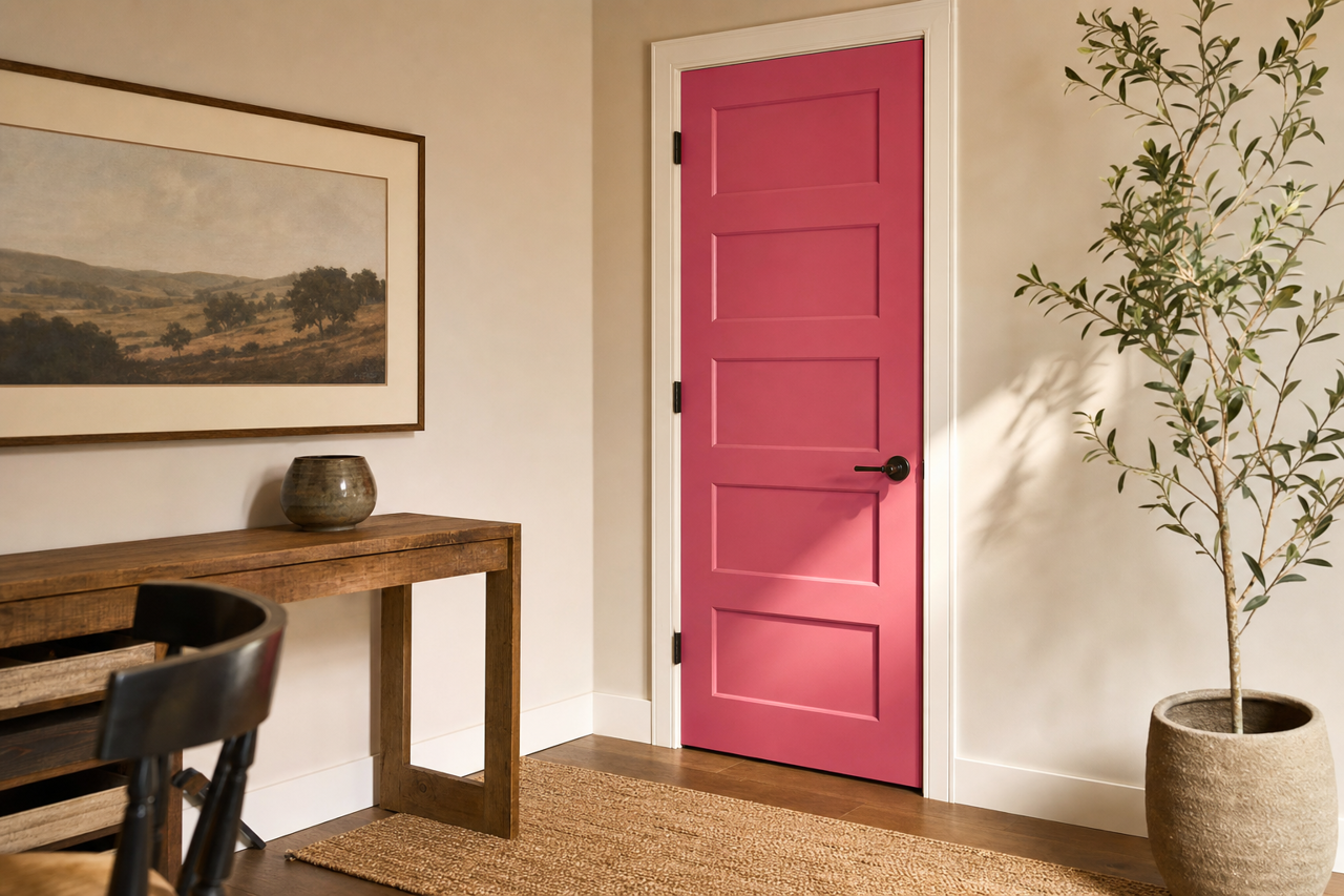 Eros Pink by Sherwin-Williams on interior-doors