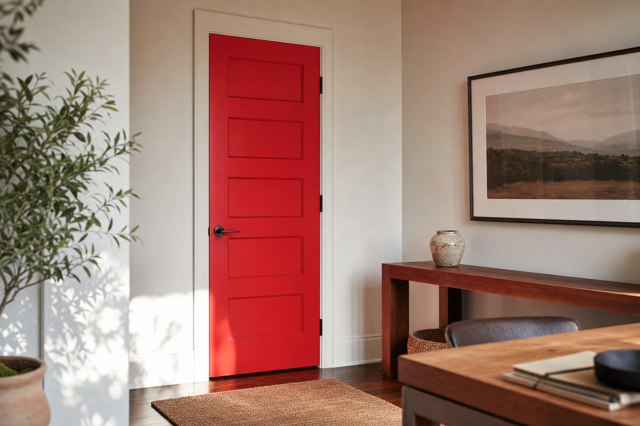 Real Red by Sherwin-Williams on interior-doors