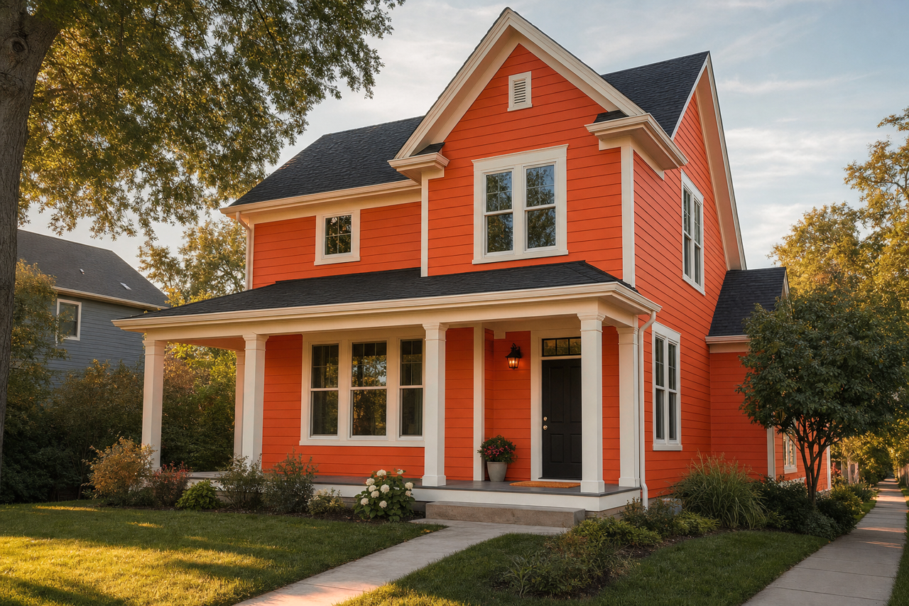 Raucous Orange by Sherwin-Williams on exterior