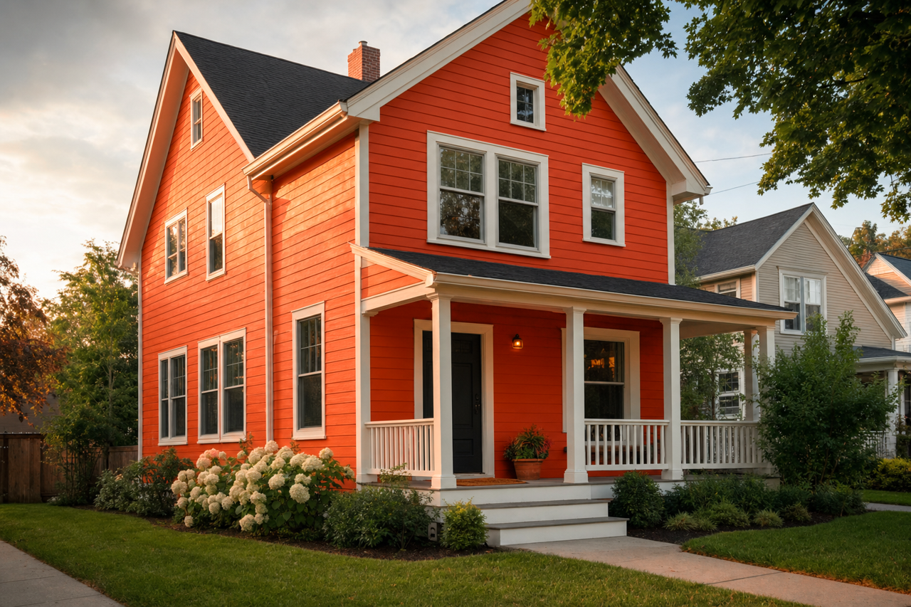 Obstinate Orange by Sherwin-Williams on exterior