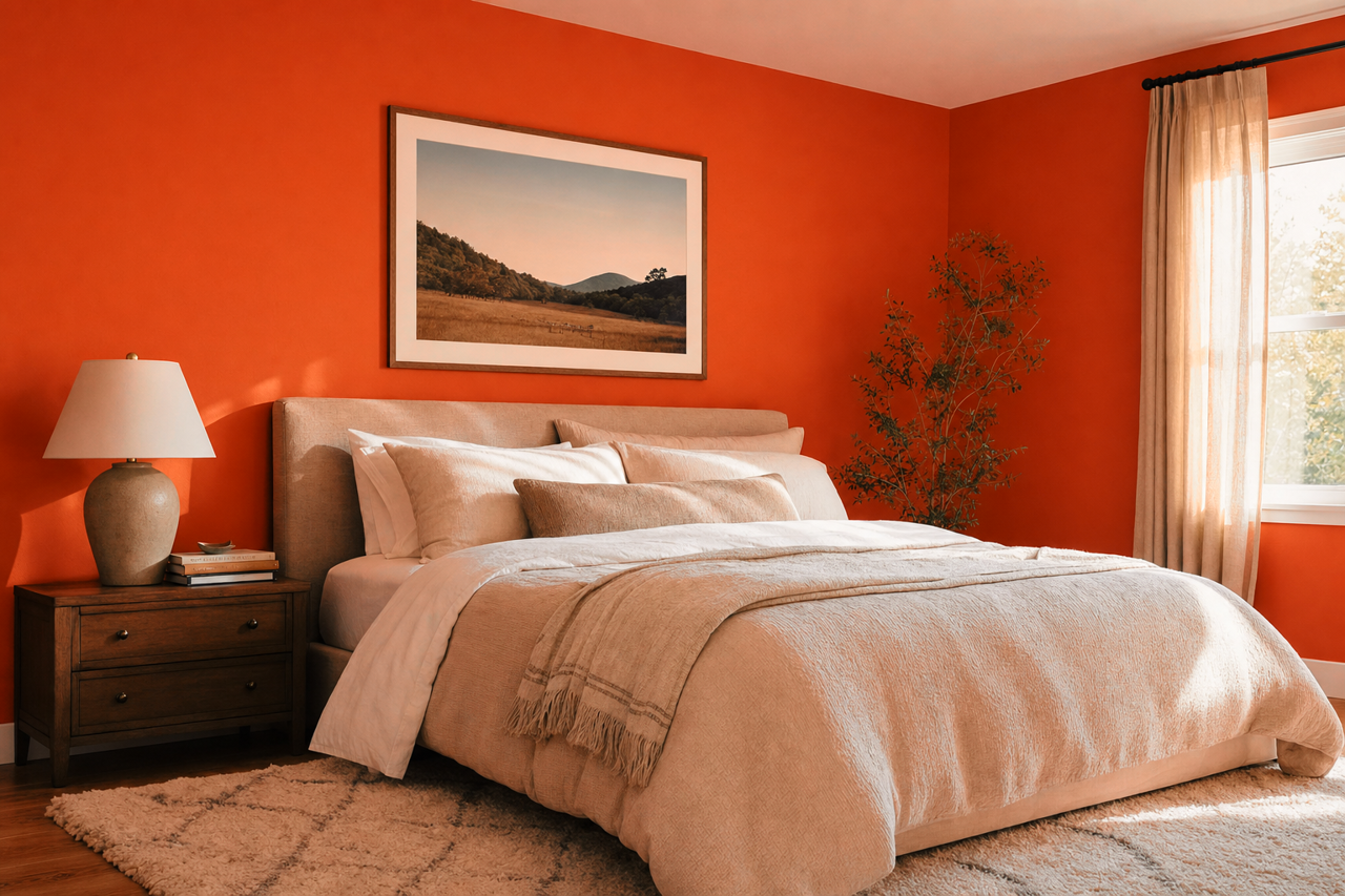 Obstinate Orange by Sherwin-Williams on interiors