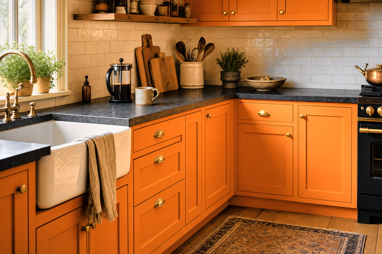 Navel by Sherwin-Williams on cabinets