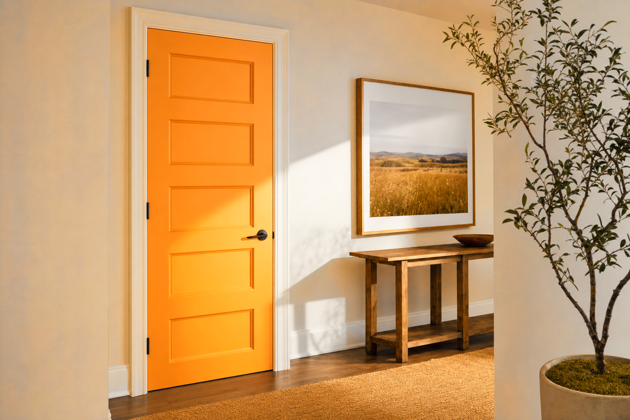 Osage Orange by Sherwin-Williams on interior-doors