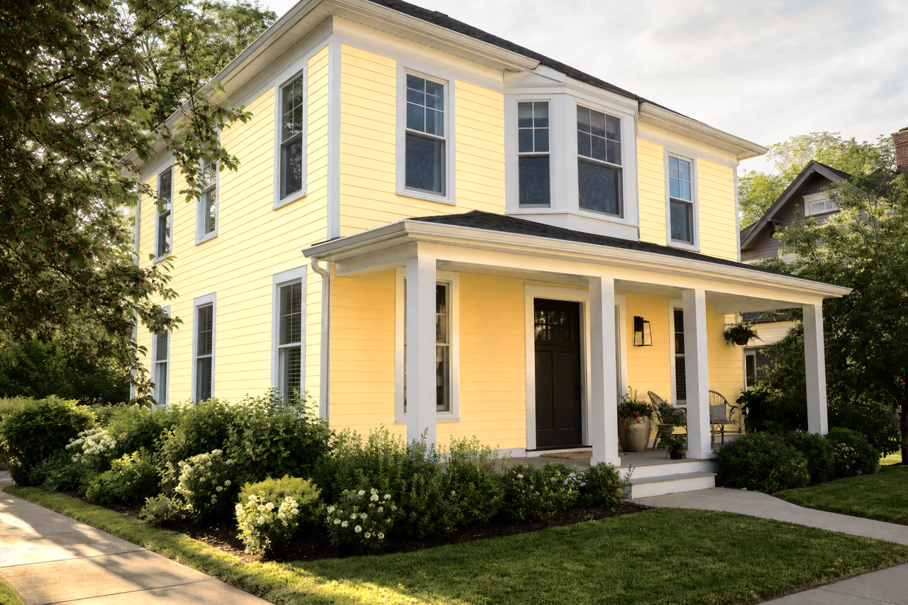 Optimistic Yellow by Sherwin-Williams on exterior