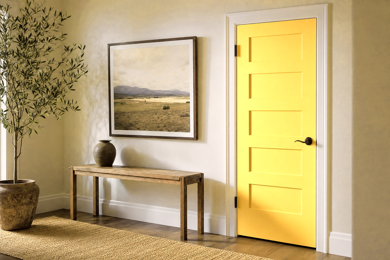 Daffodil by Sherwin-Williams on interior-doors