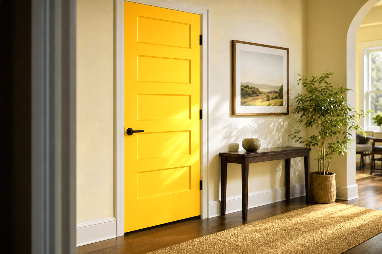 Decisive Yellow by Sherwin-Williams on interior-doors